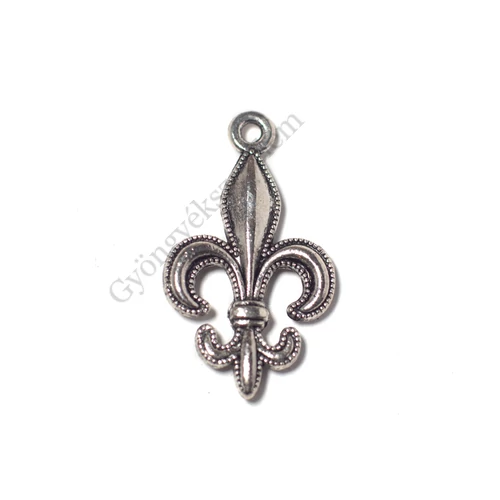 Királyliliom fityegő, medál, antik ezüst színű, 24x14 mm