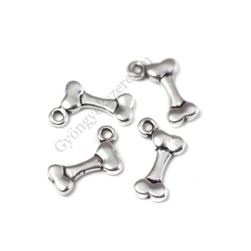 Csont fityegő, medál, antik ezüst színű, 17x10 mm