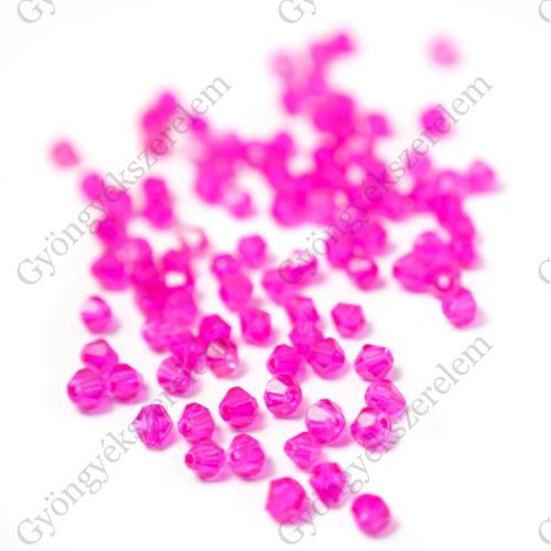 Pink csiszolt bicone üveg gyöngy, 4 mm