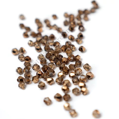 Metál barna csiszolt bicone üveg gyöngy, 4 mm