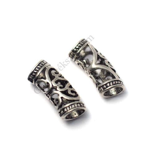 Mintás henger köztes, antik ezüst színű, 24x10 mm
