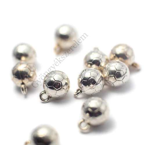 Focilabda, labda fityegő, medál, antik ezüst színű, 14x10 mm