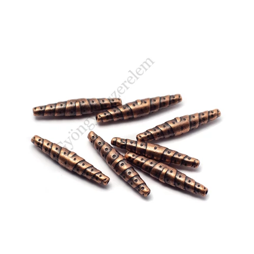 Csavart cső köztes, vörösréz színű, 25x5 mm