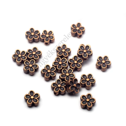 Virág köztes, vörösréz színű, 7x3 mm