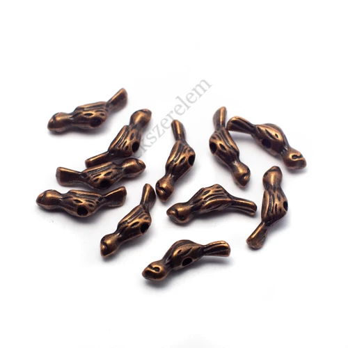 Madár köztes, vörösréz színű, 11x3 mm