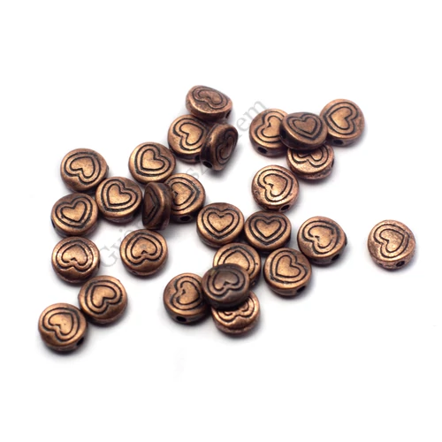 Szív mintás köztes, vörösréz színű, 6 mm