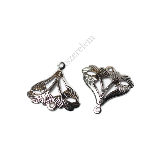 Mintás összekötő, medálalap, fülbevalóalap, fityegő, medál, antik ezüst színű, 18x16 mm