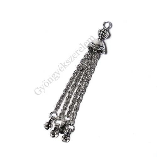 Fém bojt fityegő, medál, antik ezüst színű, 76x11 mm