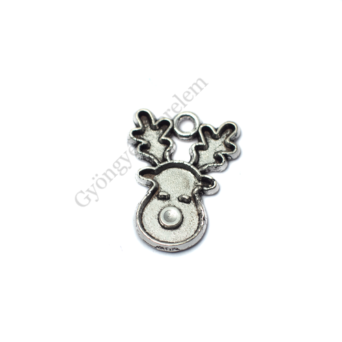 Rénszarvas fityegő, medál, antik ezüst színű, 18x13 mm