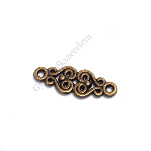 Díszes összekötő, medálalap, antik bronz színű, 25x8 mm