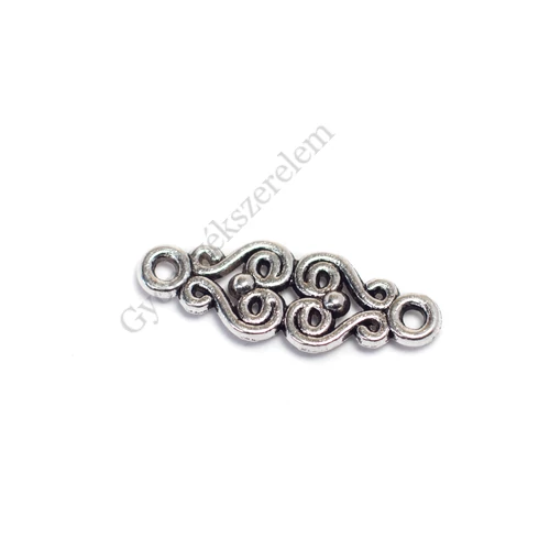 Díszes összekötő, medálalap, antik ezüst színű, 25x8 mm