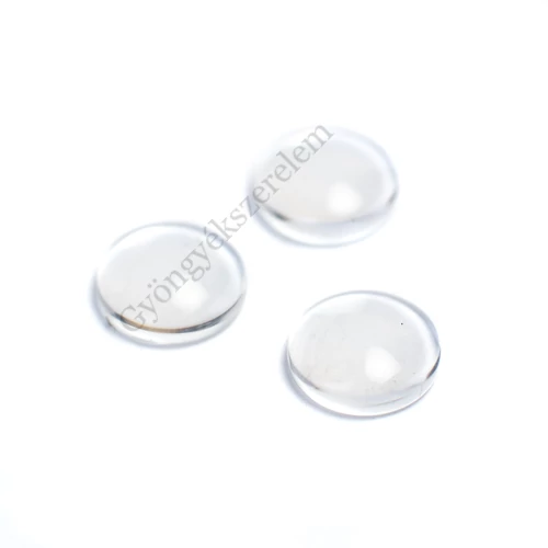Átlátszó üveglencse, kaboson, kerek, 12 mm