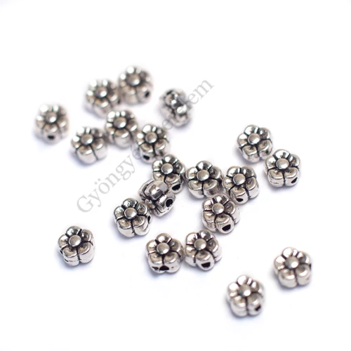 Virág köztes, antik ezüst színű, 5x3 mm, 20 db/cs