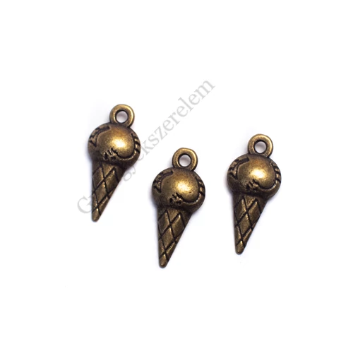 Fagyi, fagylalt fityegő, medál, antik bronz színű, 19x8 mm