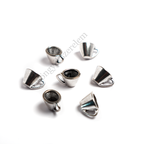 Csésze fityegő, medál, antik ezüst színű, 12x8x8 mm