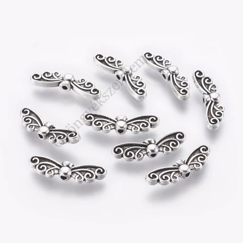 Angyalszárny köztes, antik ezüst színű, 21x6 mm