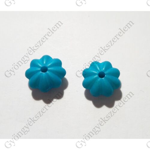 Kék virág gyöngy, köztes, 12x6 mm