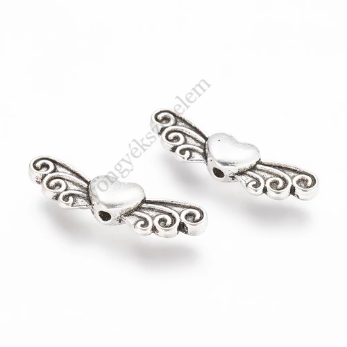 Angyalszárny köztes, antik ezüst színű, 24x7 mm