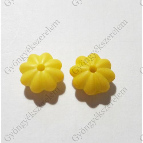 Sárga virág gyöngy, köztes, 12x6 mm