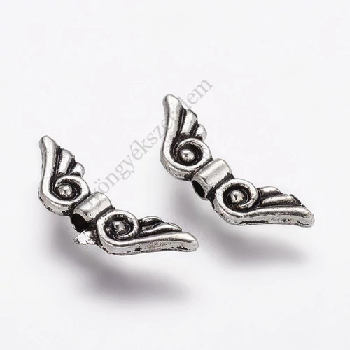 Angyalszárny köztes, antik ezüst színű, 15x5 mm