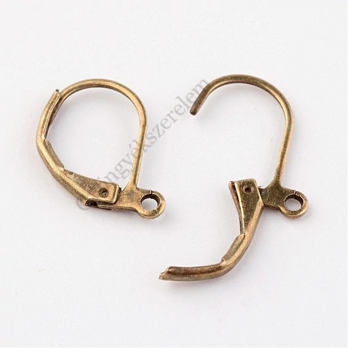 Biztonsági fülbevalóakasztó, antik bronz színű, 15x12 mm, 1 pár/cs