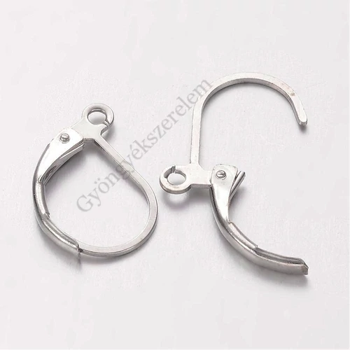Biztonsági fülbevalóakasztó, antik ezüst színű, 15x12 mm, 1 pár/cs