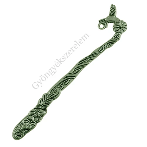 Kolibri, virág mintás könyvjelző, antik bronz színű, 122 mm