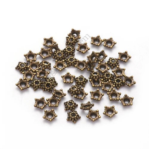Csillag gyöngykupak, antik bronz színű, 5 mm, 50 db/cs