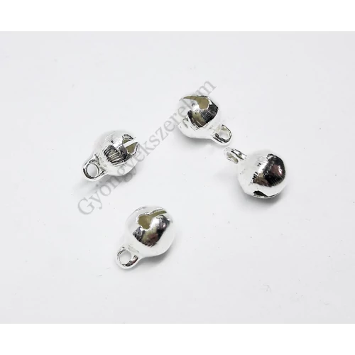 Kicsi csengő, ezüst színű, 9x6 mm
