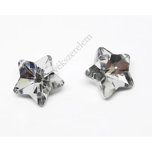 Ezüst csillag üveg medál, 13x8 mm