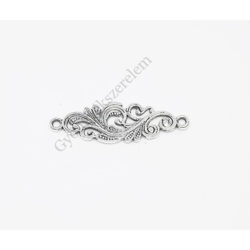 Díszes összekötő, medálalap, fülbevalóalap, antik ezüst színű, 30x10 mm