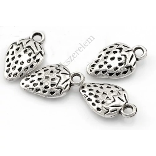 Eper fityegő, medál, antik ezüst színű, 17x10 mm