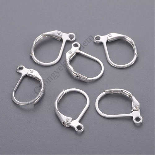 Biztonsági fülbevalóakasztó, ezüst színű, 15x12 mm, 1 pár/cs