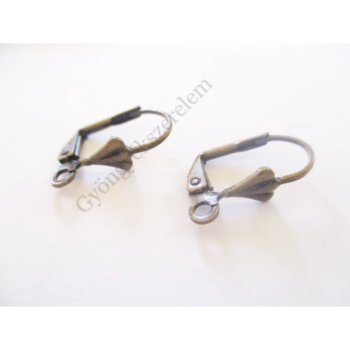 Biztonsági fülbevalóakasztó, antik bronz színű, 17x11mm, 1 pár/cs