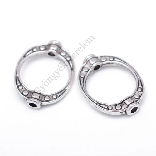 Ovális gyöngykeret, antik ezüst színű, 15x11 mm