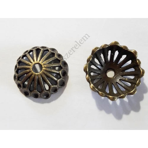 Nagy gyöngykupak, antik bronz színű, 19x6 mm