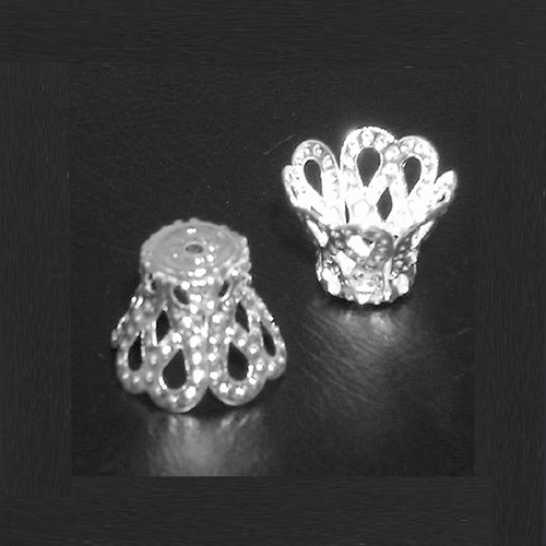 Filigrán gyöngykupak, ezüst színű, 6x5 mm, 50 db/cs