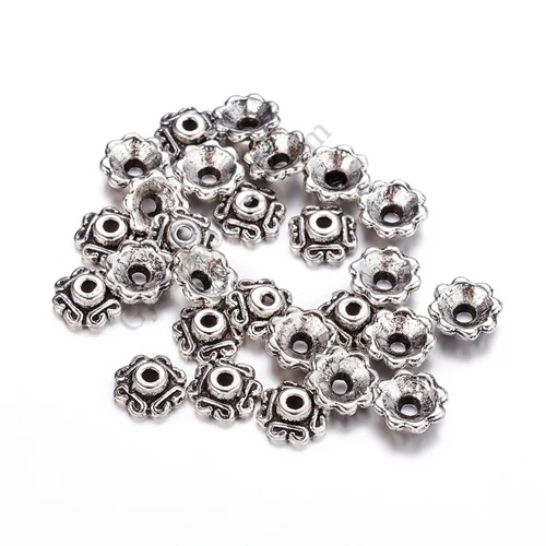 Díszes gyöngykupak, antik ezüst színű, 6 mm