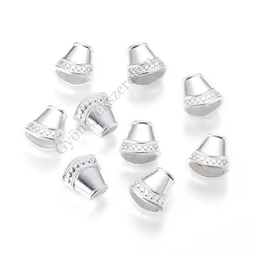 Bojtkupak, végzáró, gyöngykupak, ezüst színű, 16x16x8 mm