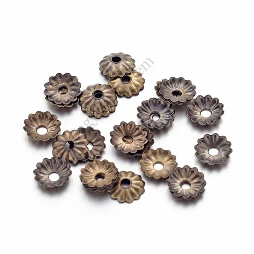 Recés gyöngykupak, antik bronz színű, 5 mm, 50 db/cs