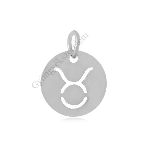Horoszkóp medál, Bika, rozsdamentes acél, 12 mm