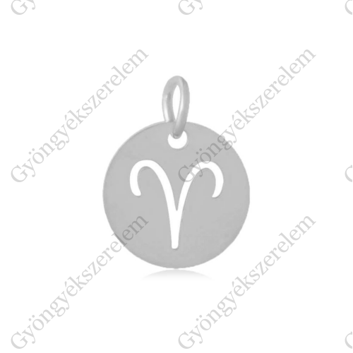 Horoszkóp medál, Kos, rozsdamentes acél, 12 mm