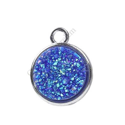 Kék műgyanta kaboson fityegő, medál, 18x14 mm