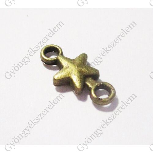 Kis csillag összekötő, antik bronz színű, 14x7 mm