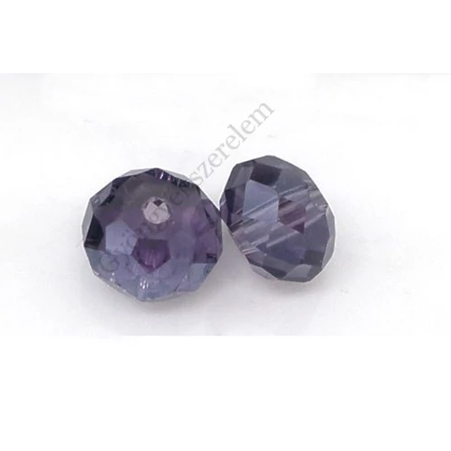 Lila üveg gyöngy, fánk, abakusz, 13x11 mm