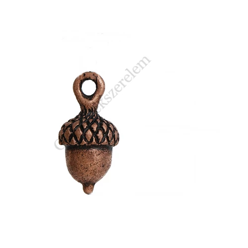 Makk fityegő, medál, vörösréz színű, 17x9 mm