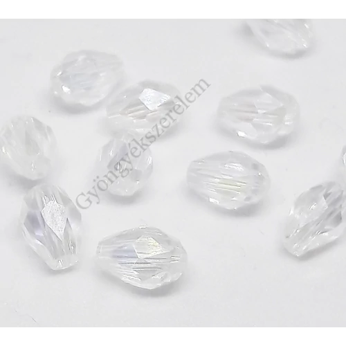 Kristály AB csiszolt csepp üveg gyöngy, 6x4 mm