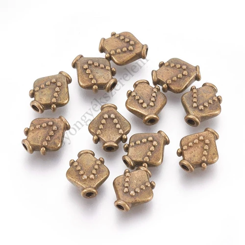 Mintás köztes, antik bronz színű, 10x9 mm