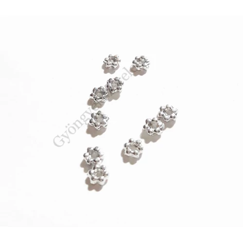 Mini virág köztes, antik ezüst színű, 3,5 mm