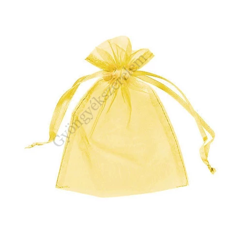 Napsárga organza tasak, zacskó, 10x8 cm